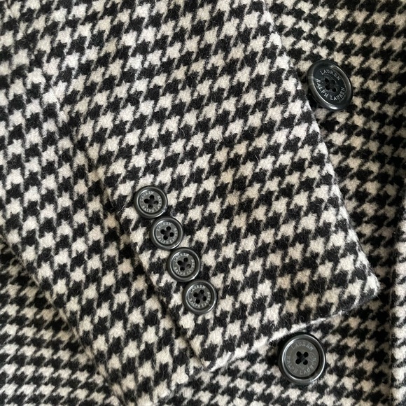Ralph Lauren Houndstooth Double Breasted Coat Black and Cream Size 10 - Picture 5 of 7